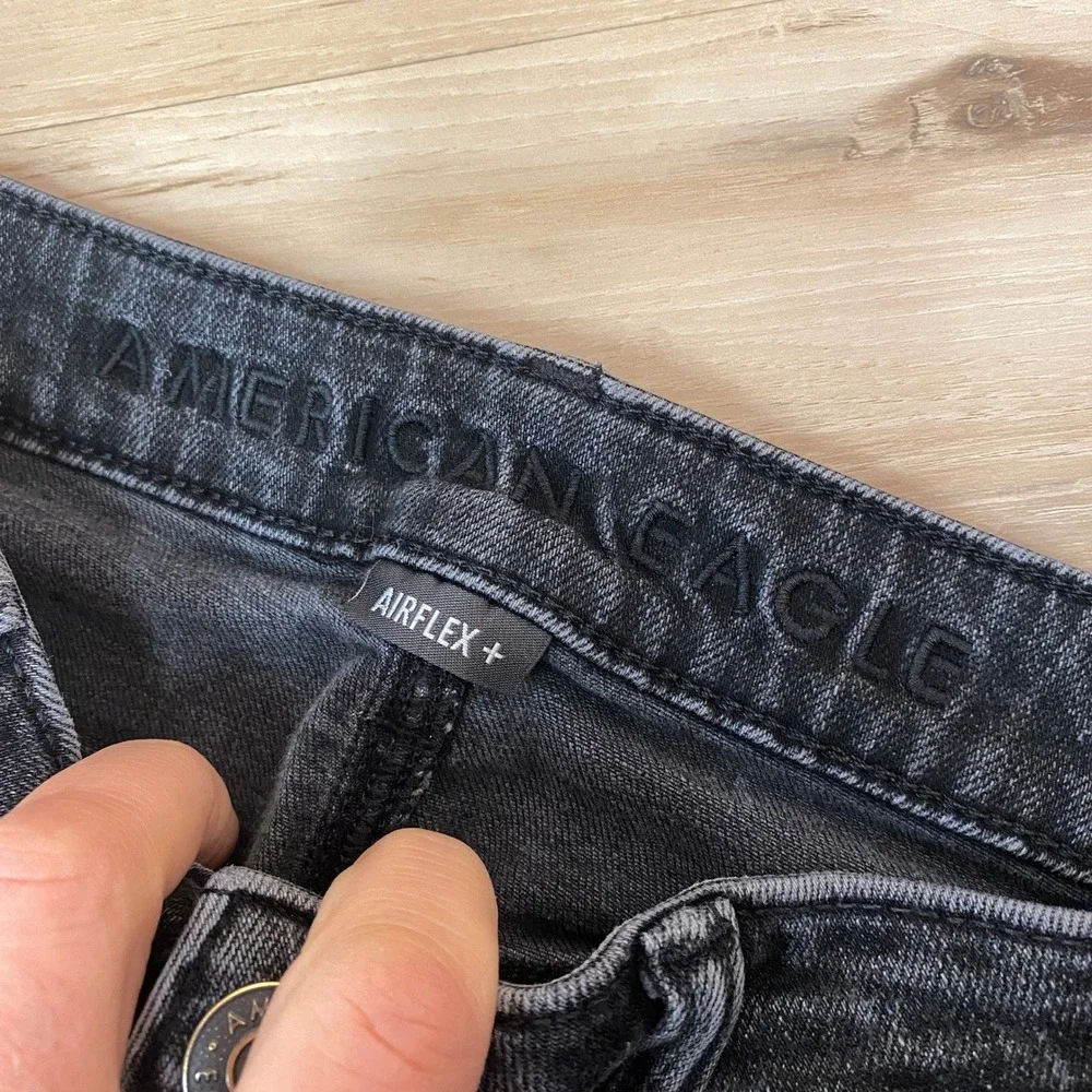 American Eagle Athletic Fit Airflex+ Distressed Black Jeans 30x30 Mens